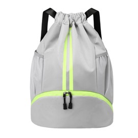 Clair & Gina Gym Sack, Rucksack, Shoe Storage Bag, Pool Bag, Wet and Dry Separation, Sports Bag, Multi-functional, With Side Pockets, For Swimming, Exercise, Excursions, Unisex, gym sack - grey