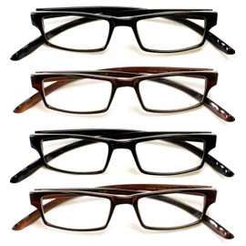 Newbee Fashion 8 Pairs Basic Simple Geeky Comfortable Wrap Around Reading Glasses +2.50