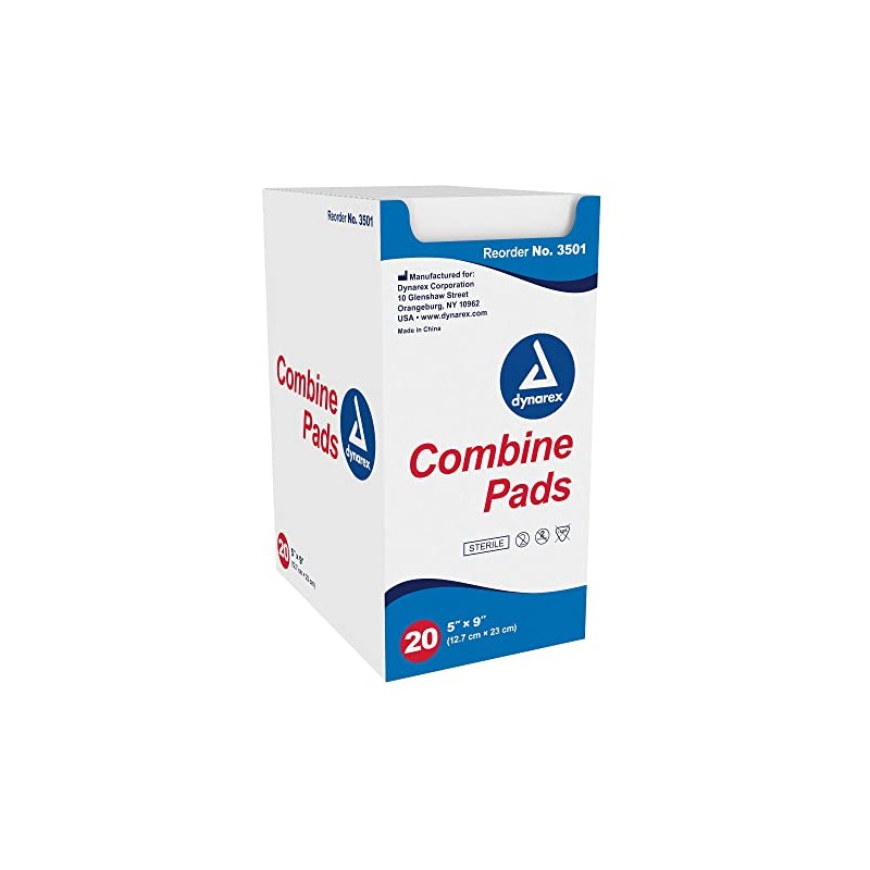 Dynarex Combine Pads, Sterile, 5 x 9 Inch, 20 Count