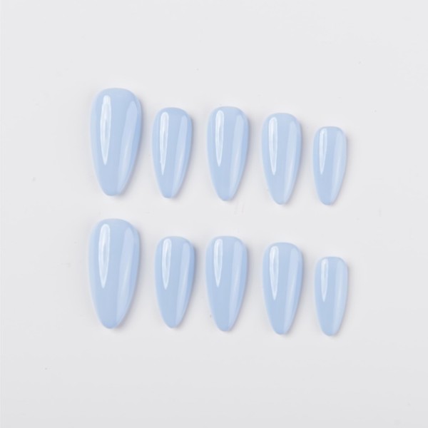 Handpainted Basic Solid Colour Almond Press-on Nails, Summer Nails, Solid