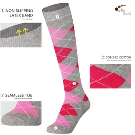 MySocks Unisex Knee High Argyle Socks - 37-41
