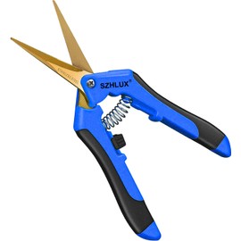 SZHLUX 6.5 Inch Gardening Scissors Hand Pruner Pruning Shears with Titanium Coated Curved Precision Blades 1-Pack