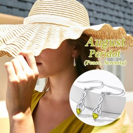 Silvora Shiny Crystal Jewellery Celtics Earrings Dangly for Her Dainty August Birthstone Heart Charm Irish Ear Accessories Non-sensitive for Womens Ears