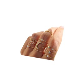CSIYANJRY99 Boho Vintage Rings for Women,Gold Knuckle Rings Sets Stackable Star Moon Heart Leaf Mid Finger Rings