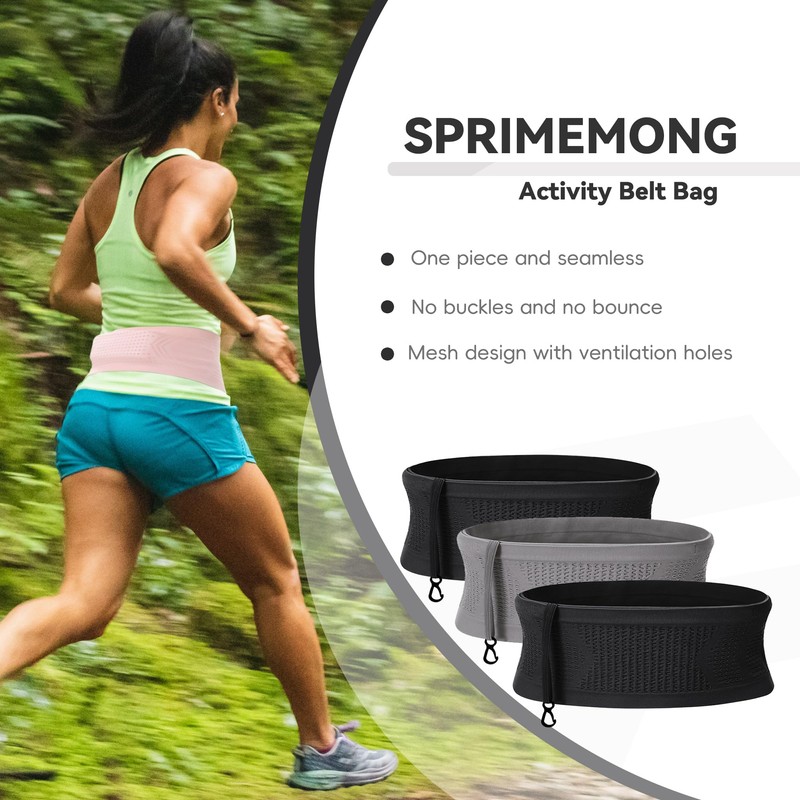 SPRIMEMONG Running Belt, Slim Fanny Pack and Moisture Wicking Wasit
