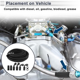 TUCKBOLD AN-10 Fuel Line Kit 20ft Vacuum Hose Automotive Fuel Hose Adapter 90 Degree Adapter 45 Degree Adapter 1 Set CPE Rubber Nylon Braid