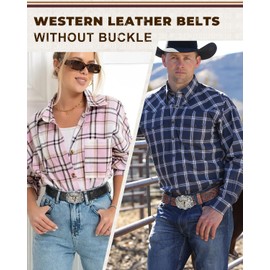 BELTROAD 2 Pack Western Leather Belt Strap for Men Women Cowboy Cowgirl Leather Mens Belts for Jeans Men's Birthday Gifts Belt without Buckle