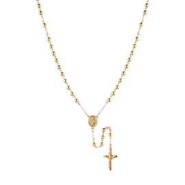 HZMAN Gold Rosary Beads Cross Necklace for Women Stainless Steel Heavy Crucifix Virgin Mary Y Shape Necklaces Jewelry