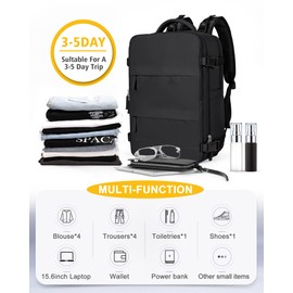 Black Backpack For Women Travel Backpack Carry On Backpack For Traveling On Airplanes Weekender Lightweight College Backpack For Men Hiking Waterproof Laptop Backpack Purse For Women Travel Essentials