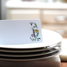 Place Cards with Colorful WILDFLOWERS for Weddings, Showers, and Dinner Parties. Table Tent Style, Scored for easy folding. Available in Pkgs of 12 / 25 / 50 / 100 (12)