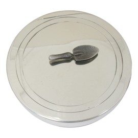 Gamekeepers Cottage gifts Trowel Pewter Jewellery Trinket Round English Pill Box 617