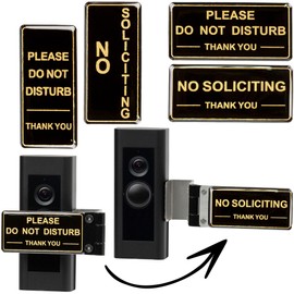 Metal No Soliciting Sign for Front Door - Fits Any Doorbell, NO SOLICITING & DO NOT DISTURB - Dual Purpose Sign, Easy install (Dark Gold)