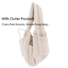 apott Cat Carrier Slings Soft Puppy Carrying Bag for Outdoor Travel Pet Boby Holder Hands Free for Small Dogs Kittens, Ivory