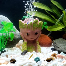 TEEMO Aquarium Groot Air Bubbler Decoration - Cute Tree Character Fish Tank Ornament with Bubble Maker, Aquatic Accessories for Freshwater and Saltwater Tanks, 4.4 Inches Tall