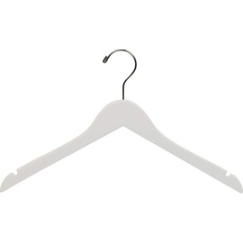 The Great American Hanger Company The American Company White Wood, Box of 25 Space Saving 17 Inch Flat w/Chrome Swivel Hook & Notches for Shirt Jacket or D Wooden Top Hanger