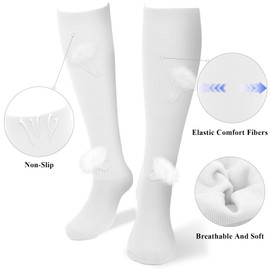 Oblihumoy White Baseball Socks and Belt Combo Set Softball Football Socks and Elastic Waist Belt for Youth Adult