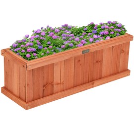 Giantex Raised Garden Bed Flower or Vegetable Planter Window Mounted Plant Box for Garden, Yard Wood Box for Planting (28" LX9 WX10 H)