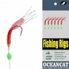 6 Hook/Set Fishing Rigs Red Feather Fish Skin Rubber Silk