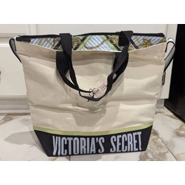 Victoria's Secret Canvas Tote with Insulated Cooler Bag Beach Crossbody Strap