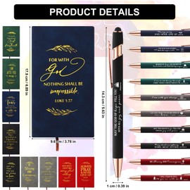 Crtiin 40 Pcs Christian Notebooks Bulk Religious Notepads with Motivational Pens Inspirational Bible Verse Leather Prayer Journal for Christmas Church Gifts Sunday School Supplies (Classic Color)