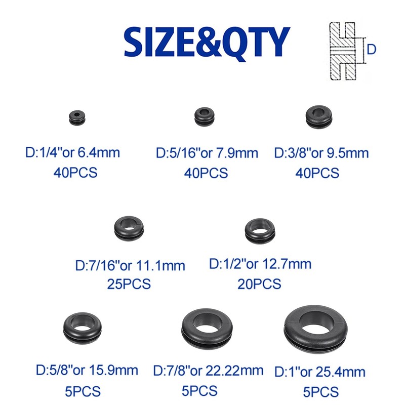 TAORAYO Cable Grommet, Gasket Grommet, Rubber Bushing, Cable Grommet, Rubber
