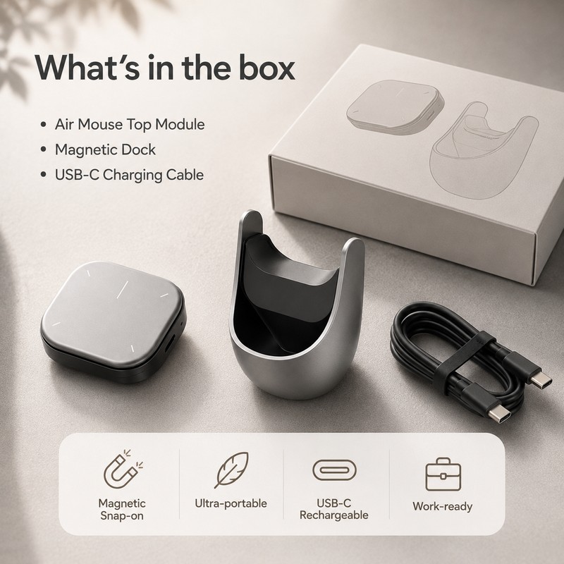 Detachable Bluetooth Air Mouse with Magnetic Touchpad – Rechargeable Wireless