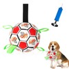 Dog Football Toys Dog Balls with Straps Interactive Dog Toys for Tug Games Dog Water Toy Dog Balls for Small & Medium Dogs Red