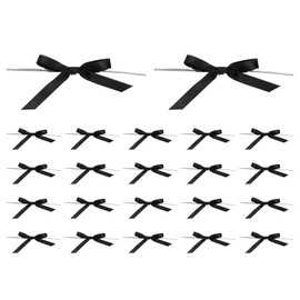 PATIKIL 3" Satin Ribbon Bow, 100 Pcs Mini Bows with Twist Ties for DIY Craft Gift Wrapping Treat Bags Wedding Birthday Party Decoration, Black