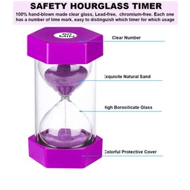 Sand Timer 1 Minute Hourglass Timer, Colorful Sand Watch 1 Minute, Small Purple Sand Clock one Minute, Plastic Hour Glass Sandglass Timer for Kids, Games, Classroom, Kitchen, Decor