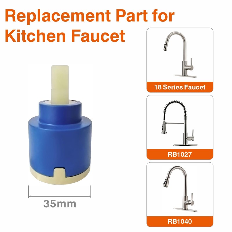 35mm Flat Basement Ceramic Faucet Cartridge, Replacement Part for Kitchen