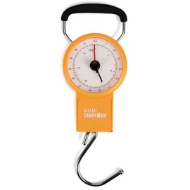 Mechanical Luggage Scale with Tape Measure, Up to 75 Pounds (Orange) - Lift Slowly