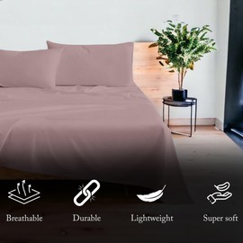 BLUECLANS Twin Size Sheet Set Blush 1000 Thread Count Egyptian Cotton Sheets 4 Pc Bed Sheet Set 17” Deep Pocket Cooling Sheets Luxury Bedding Sateen Weave Flat, Fitted Sheet, 2 Pillow Cases