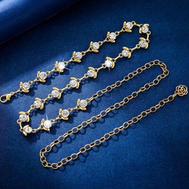 Sinalty Gold Rhinestone Belt Chain Metal Waist Belt Adjustable Crystal Belt Skinny Wedding Waist Waist Chain Dress for Women