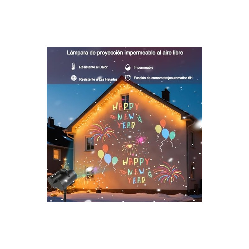 Purplecrystal Proyector Luces LED Navidad Halloween Exterior 64 Patrones