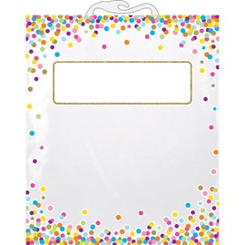 Ashley ASH10580-12 Polyethylene Hanging Storage/Book Bag, 11-Inch x 16-Inch, Confetti Pattern, Pack of 12