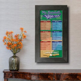 Baseball Ballparks Bucket List Tracker - Rustic Black Frame - 13.5 inches x 23.5 inches - Pin Your Baseball Stadium Visits - Canvas Wall Art