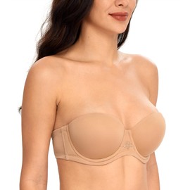 DotVol Women's Full Figure Strapless Bra for Plus Size Underwire Contour Smooth Bras(Pecan,36H)