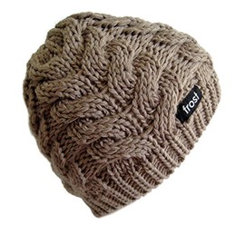 Frost Hats Winter Beanie Skully Cable Knit Hat M2013-4 (Light Brown)