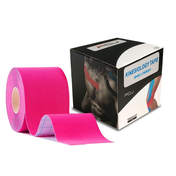 Kinesiology Theraeputic Tape Physio for Athletic Sports Recovery Pain Relieve Strong Adhesion Waterproof Original Cotton Uncut 2 Inch x 16.4 Feet (Pink)