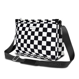TOPDesign Lightweight Women Crossbody Bag, Shoulder Purse with Multiple Pockets, Triple Zip Handbag with Adjustable Shoulder Strap, Checkerboard