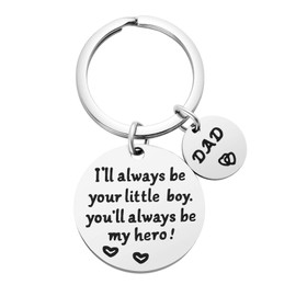 Father’s Day Gifts, Dad Birthday Gifts from Son, Double Side I'll Always Be Your Little Boy, You Will Always Be My Hero Keychain for Dad Valentine’s Day Christmas Gifts