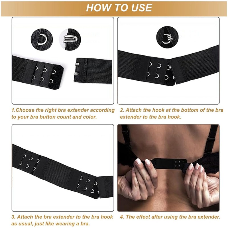 Hantoc 3 Pieces Bra Extender, Sof Bra Strap Extension Women's