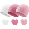 DRESHOW Newborn Baby Hats Mittens Set, 3 Pcs Infant Baby