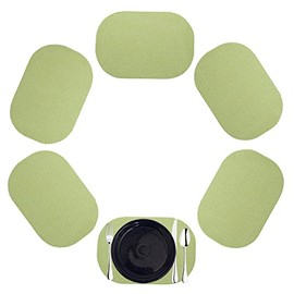 Kraftware Fishnet Oval Placemat for Any Outdoor Table, Mist Green, Set of 6, Small