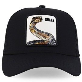 Trendy Apparel Shop 5 Panel Animal Design Square Embroidered Trucker Cap - Black Black