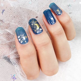 Nanosase 3D Nail Stickers Art, Stylish Nail Polish Strips with Extra Replacement Nail Decals.(Set of 2) (K12 Blue Luxe)