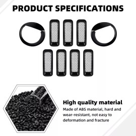 DW-Auto Front Grille Mesh Insert Cover Trim Headlight Cover for Jeep Patriot 2011-2017