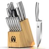 14-Piece Knife Set with Natural Wood Block, Stainless Steel Kitchen
