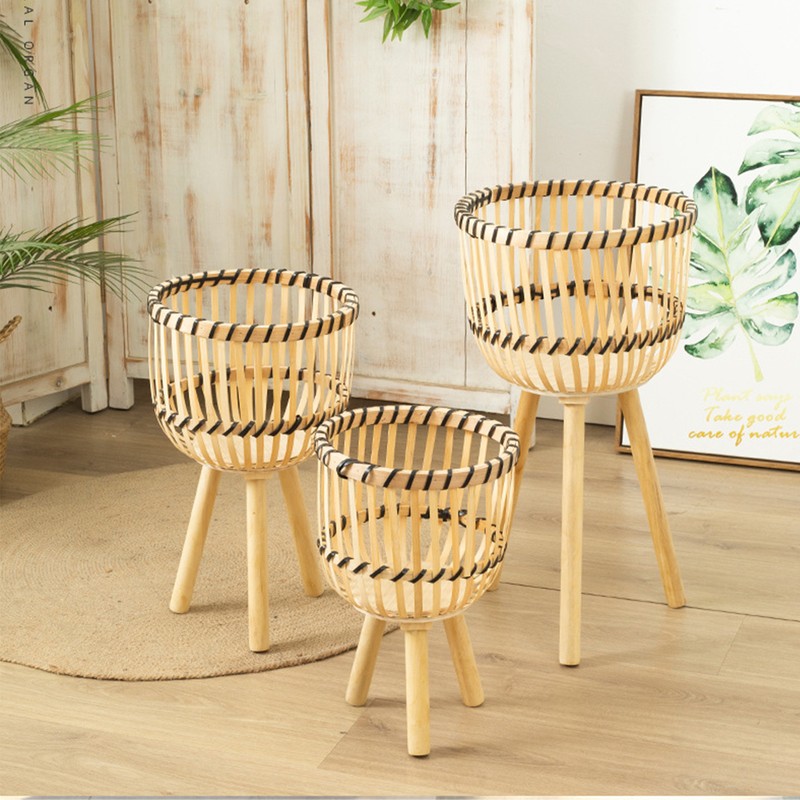Woven Flower Pot Faux Rattan Planter High Living Room Floor