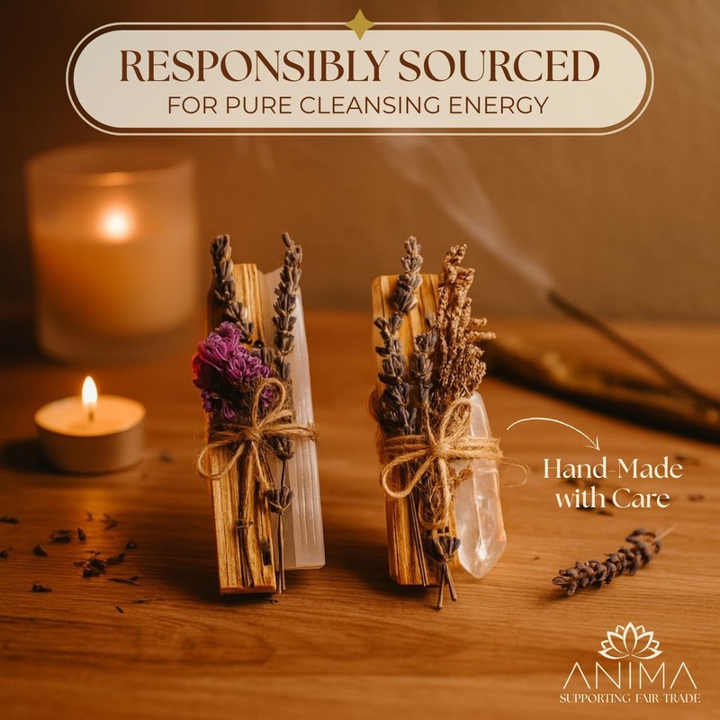 Anima Premium Energy Cleansing Set – White Sage Smudge Sticks,